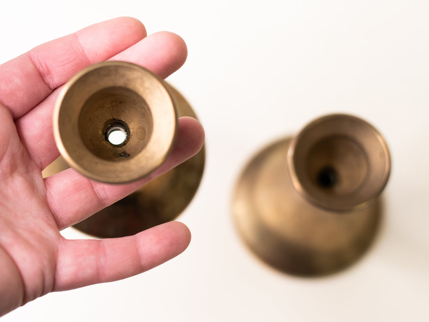 Pair of Vintage Brass Candle Holders - Sweden, 1950s