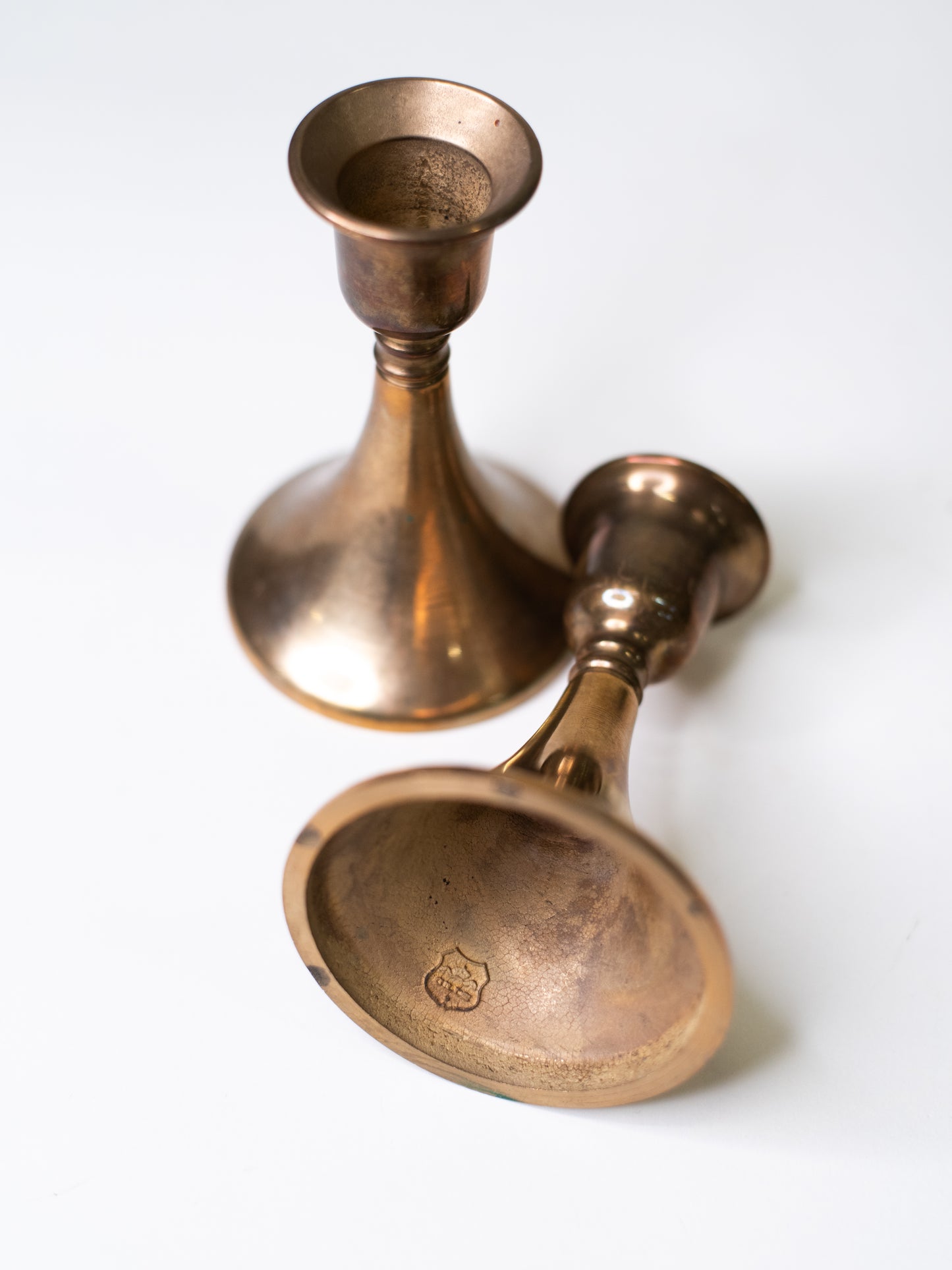 Pair of Vintage Brass Candle Holders - Sweden, 1950s