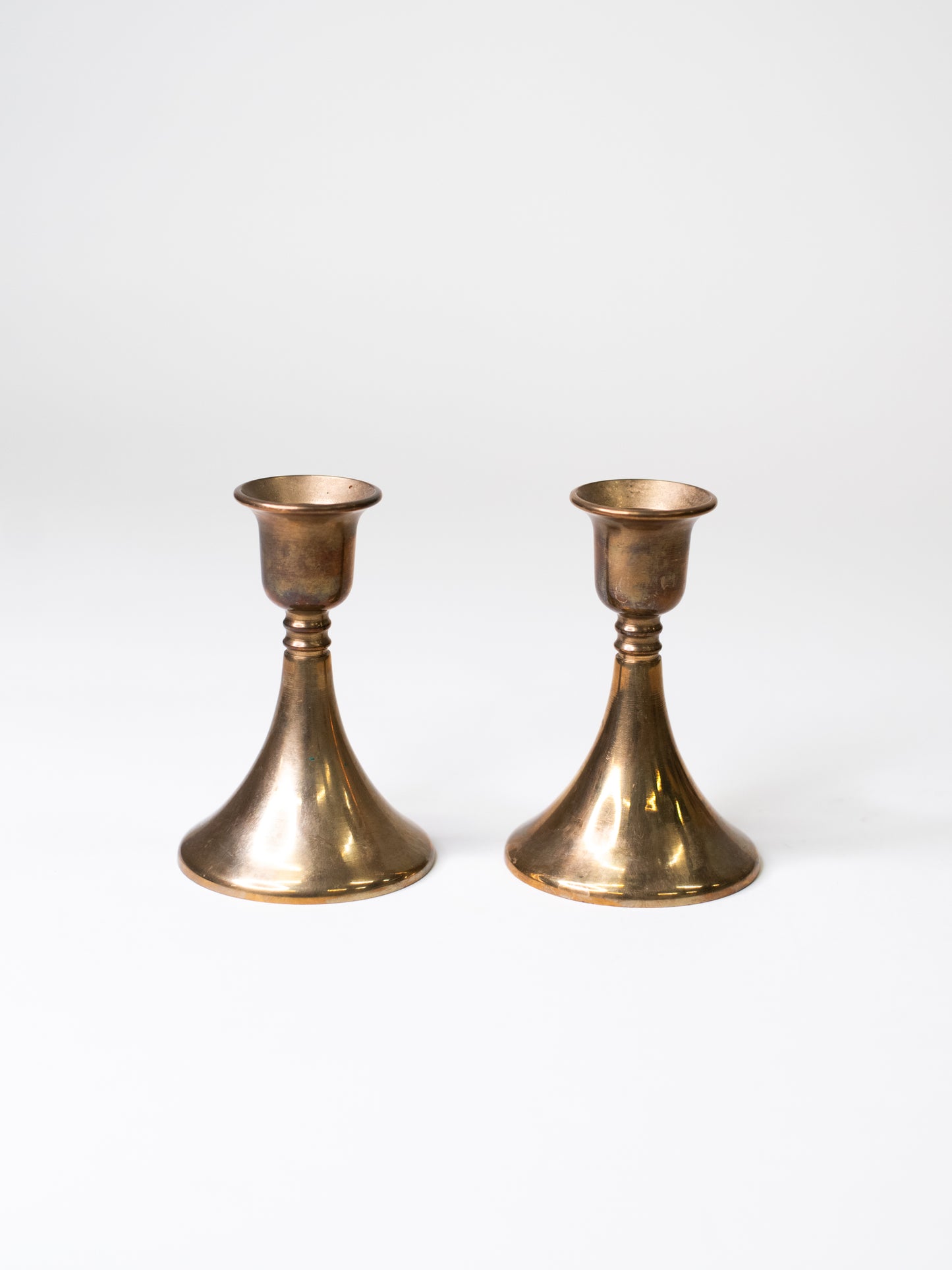 Pair of Vintage Brass Candle Holders - Sweden, 1950s