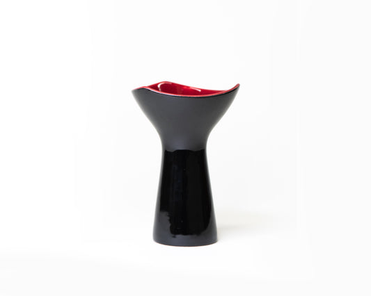 Annikki Hovisaari for Arabia – Black & Red Ceramic Vase - Finland 1960s