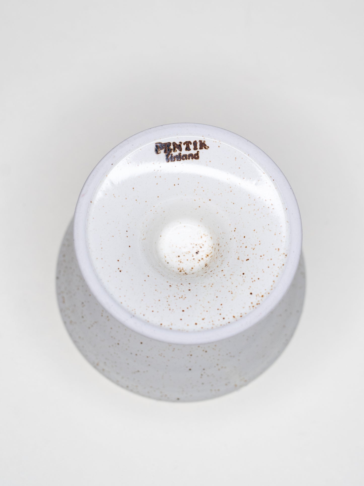 Vintage Ceramic Candle Holder with White Glaze - Pentik, Finland 1970s