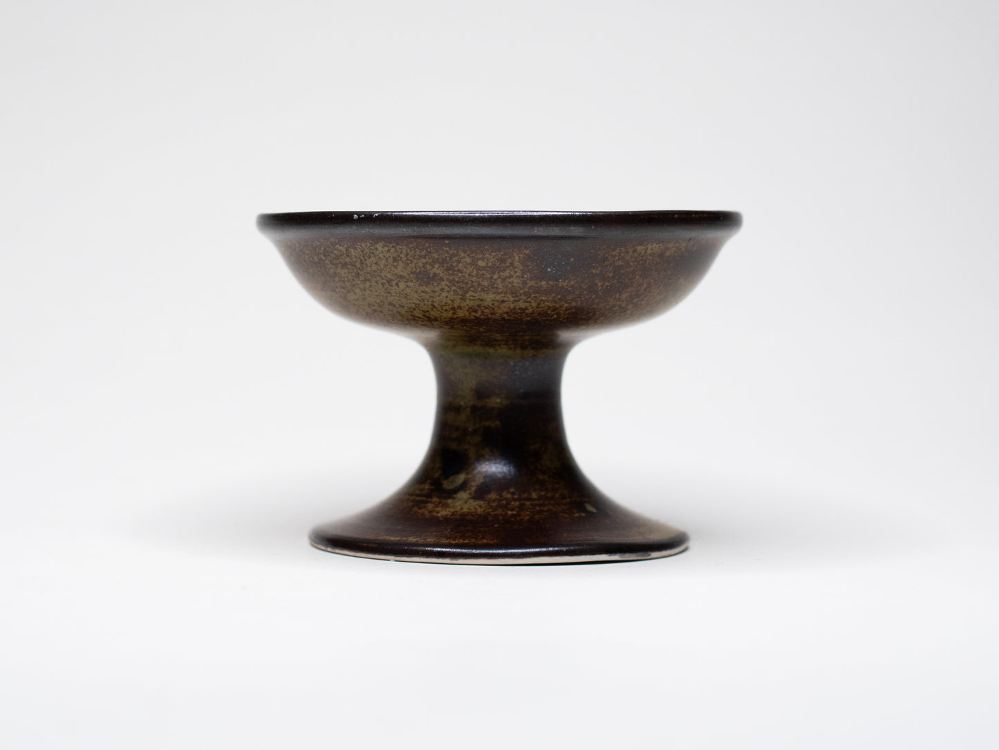 Vintage Ceramic Candle Holder with Dark Green Glaze - Pentik, Finland 1970s