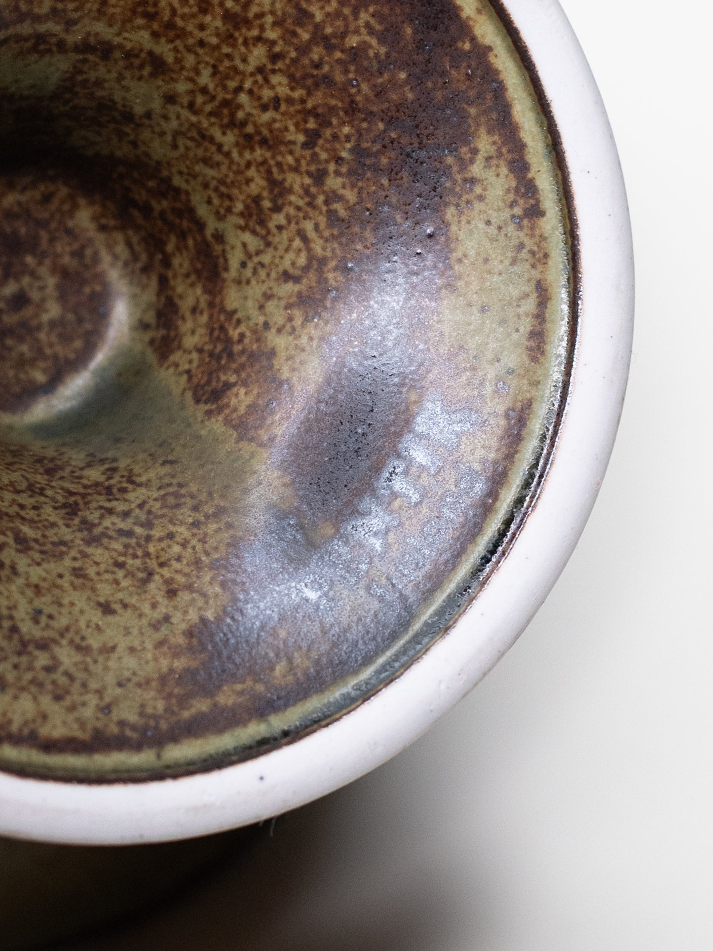 Vintage Ceramic Candle Holder with Dark Green Glaze - Pentik, Finland 1970s