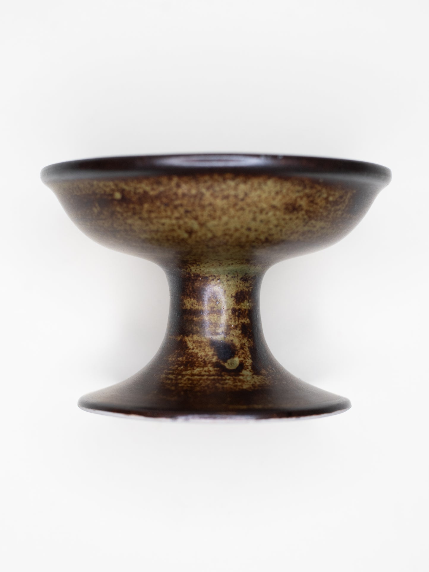 Vintage Ceramic Candle Holder with Dark Green Glaze - Pentik, Finland 1970s