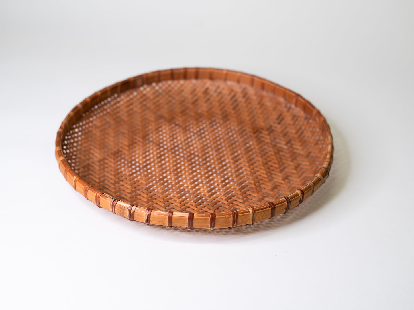 Large Vintage Handwoven Basket Tray - Europe, Mid-Century