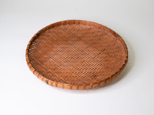 Large Vintage Handwoven Basket Tray - Europe, Mid-Century
