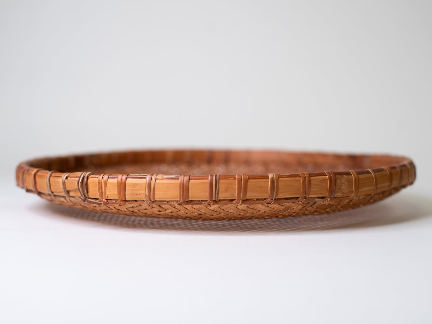 Large Vintage Handwoven Basket Tray - Europe, Mid-Century