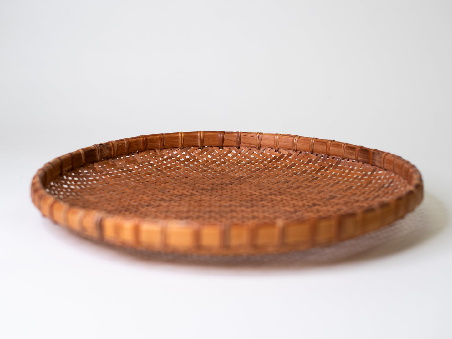 Large Vintage Handwoven Basket Tray - Europe, Mid-Century