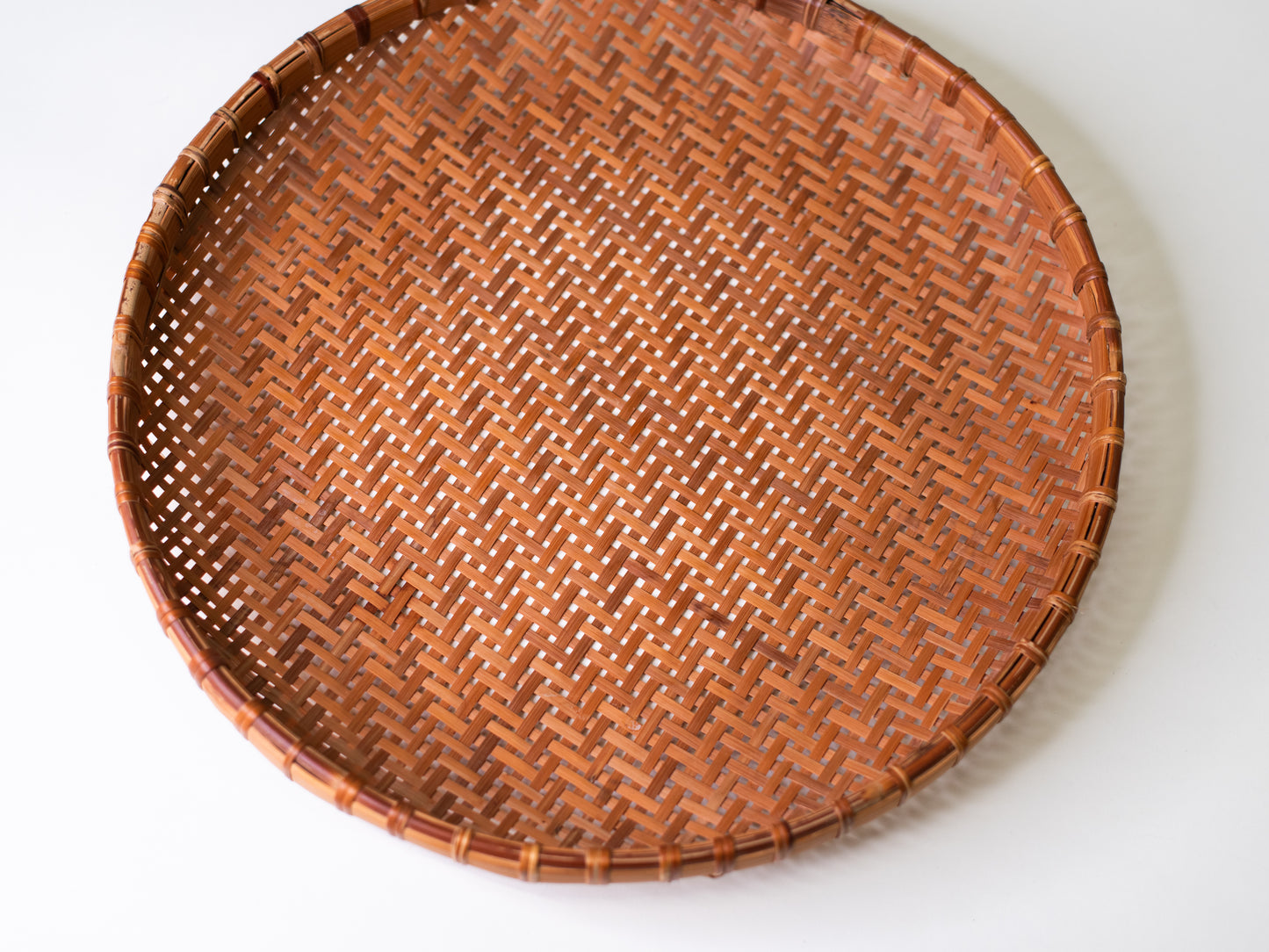 Large Vintage Handwoven Basket Tray - Europe, Mid-Century