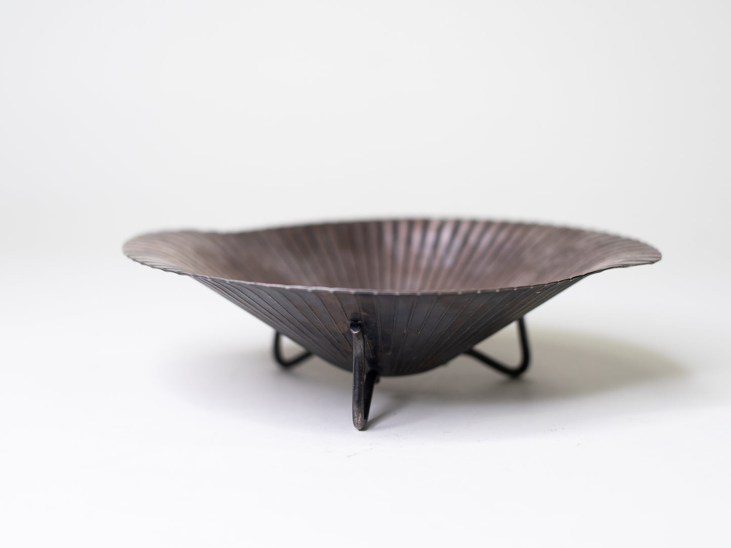 Rare Silver-Plated Ribbed Bowl on Tripod Base - USSR, Mid-Century