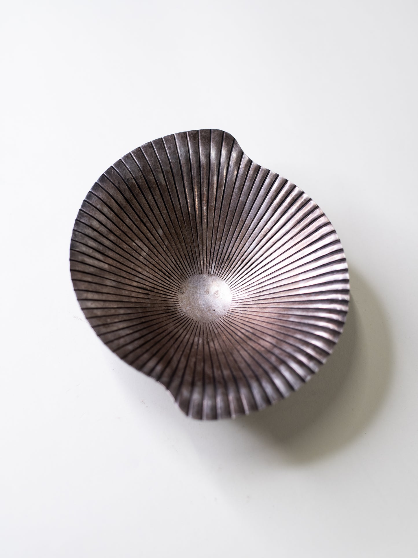 Rare Silver-Plated Ribbed Bowl on Tripod Base - USSR, Mid-Century