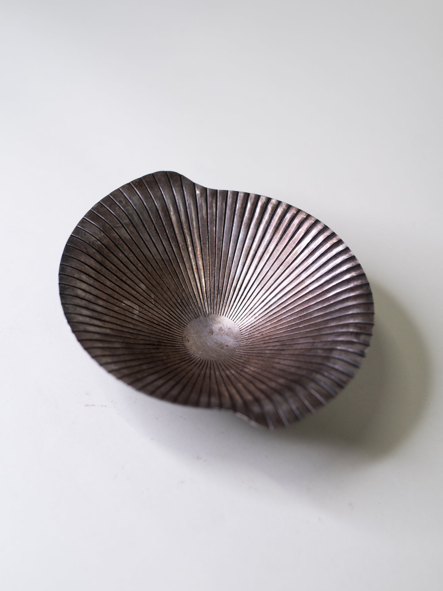 Rare Silver-Plated Ribbed Bowl on Tripod Base - USSR, Mid-Century