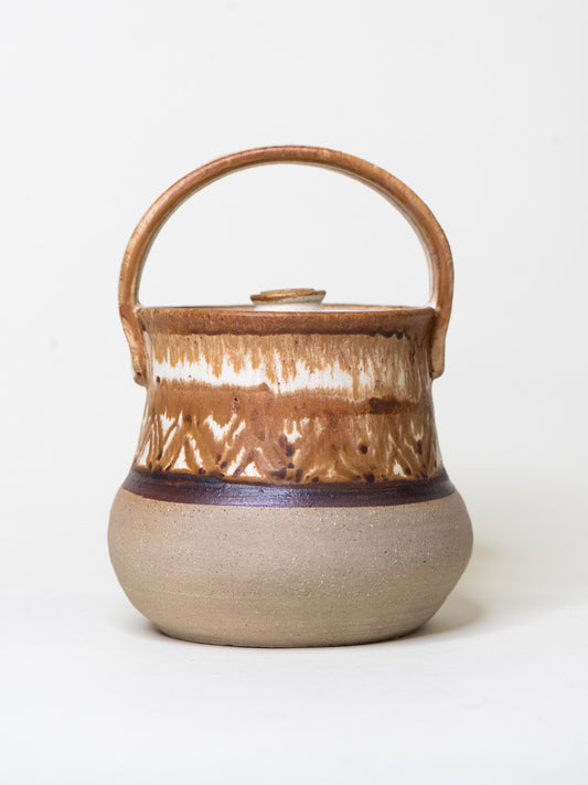 Stoneware Lidded Jar with Handle by Marie Beckman - Sweden, 1970s