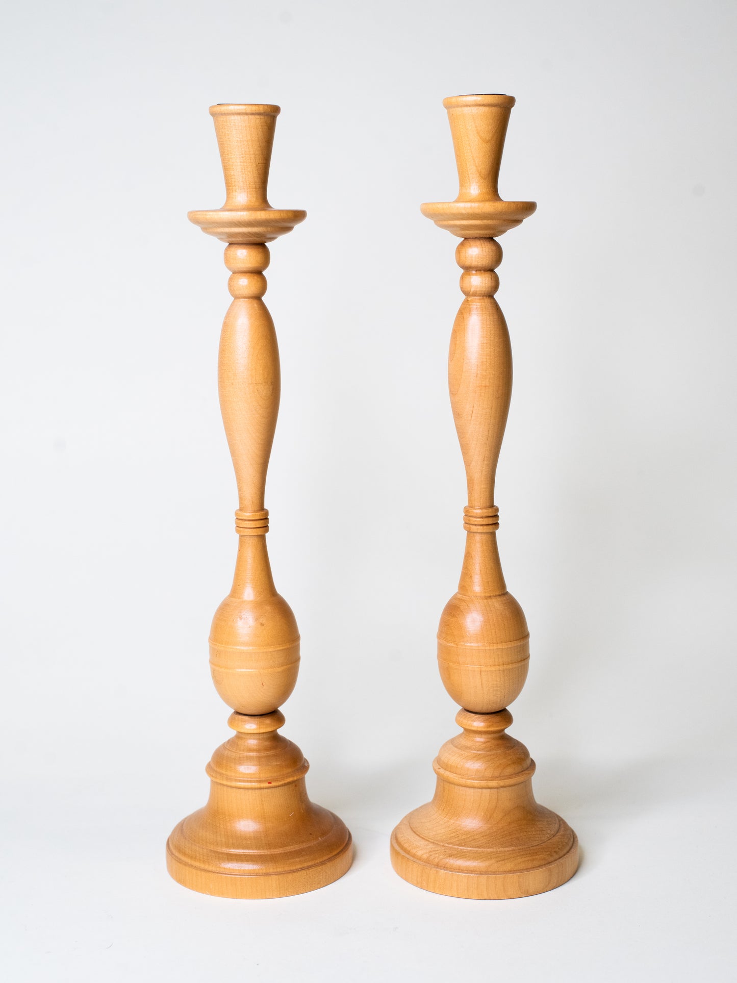 Pair of Vintage Wooden Candle Holders - Scandinavian, 1960s–1970s