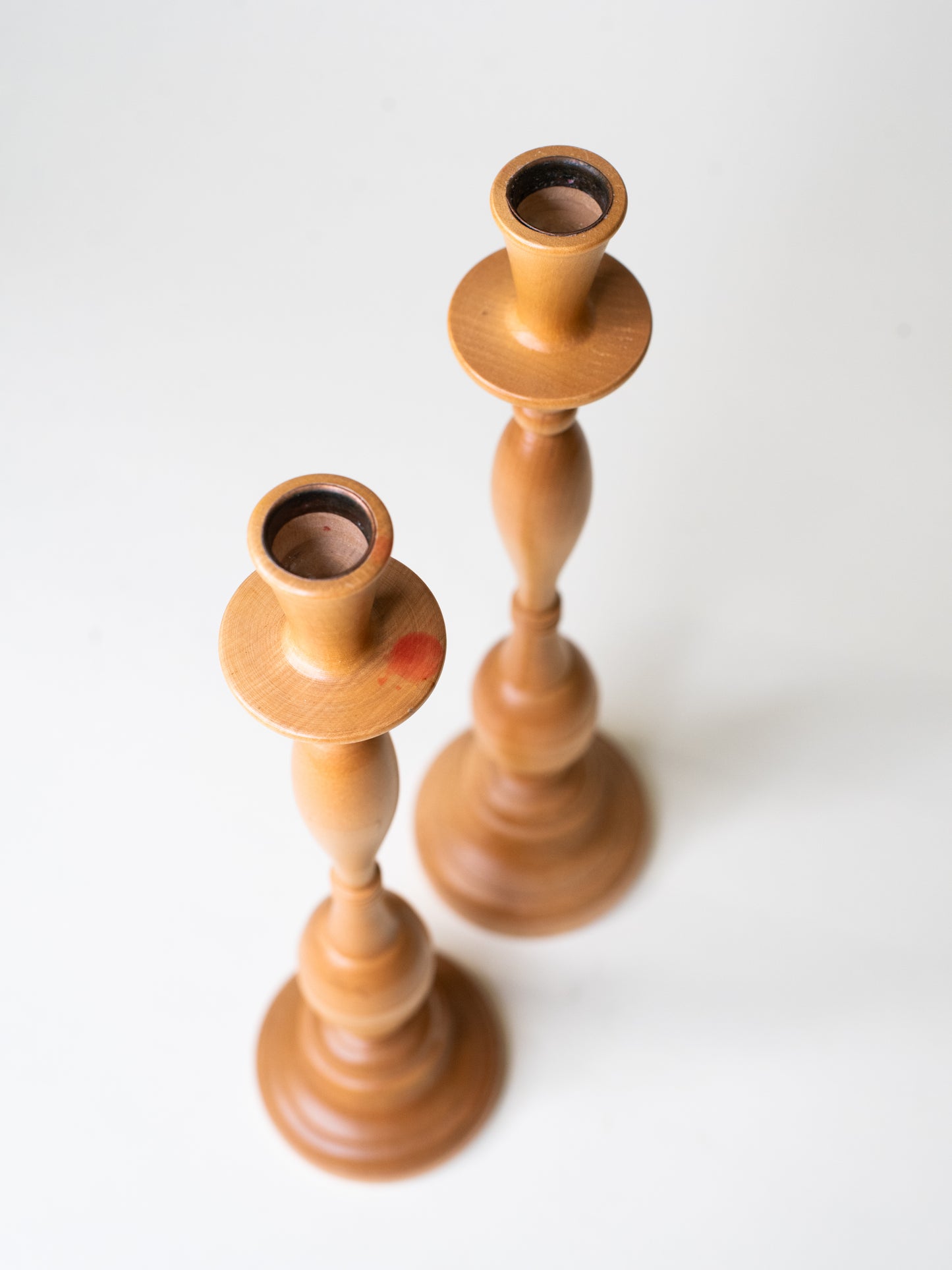 Pair of Vintage Wooden Candle Holders - Scandinavian, 1960s–1970s