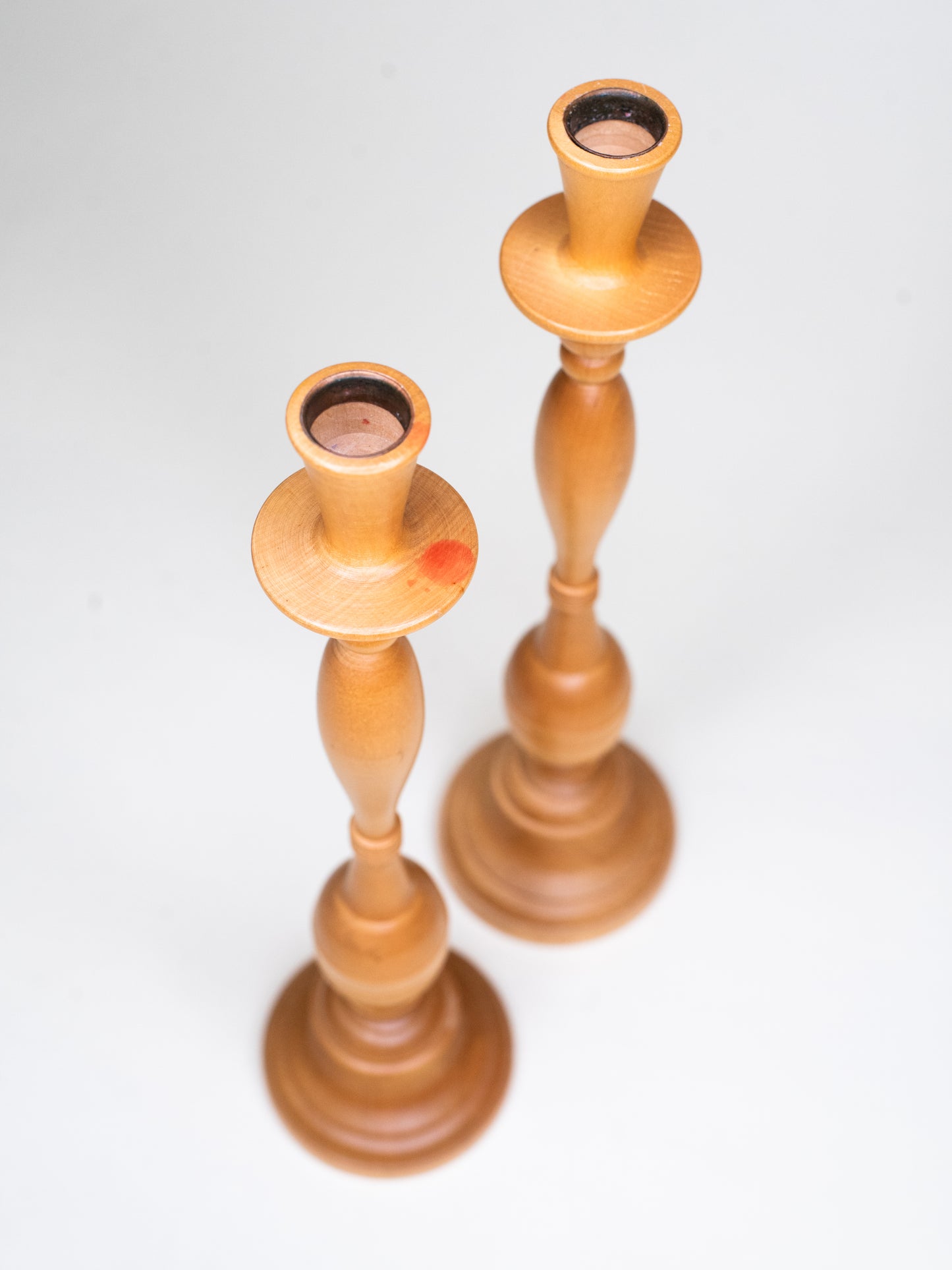 Pair of Vintage Wooden Candle Holders - Scandinavian, 1960s–1970s