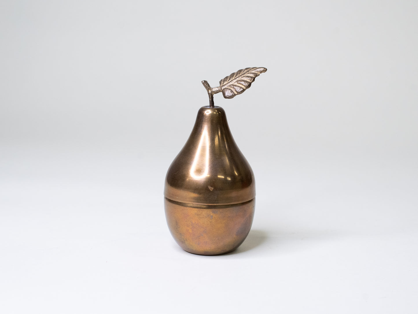 Vintage Mid-Century Brass Pear Box