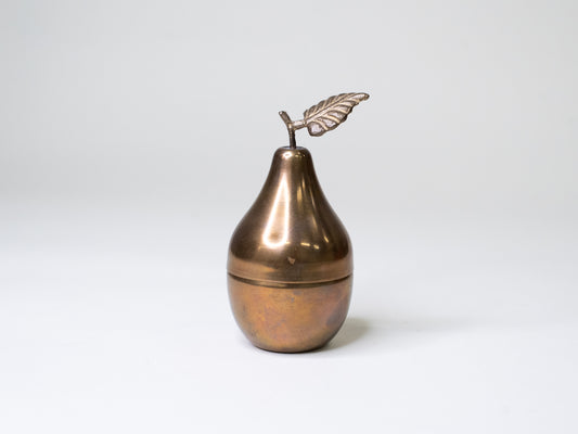 Vintage Mid-Century Brass Pear Box
