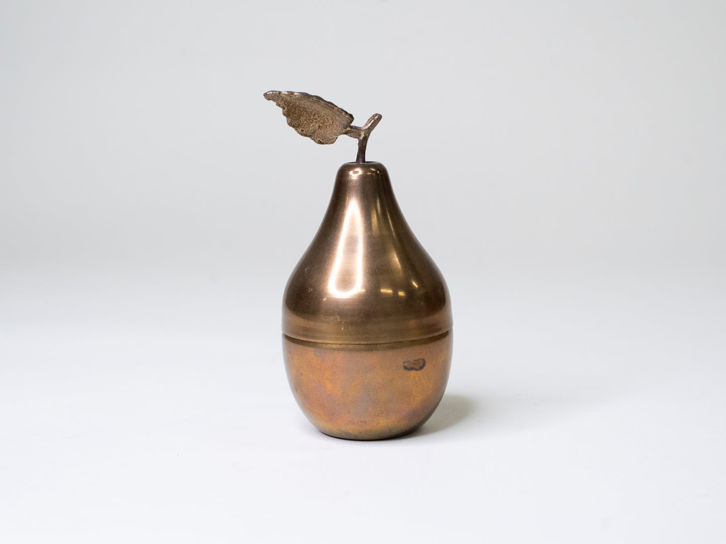 Vintage Mid-Century Brass Pear Box