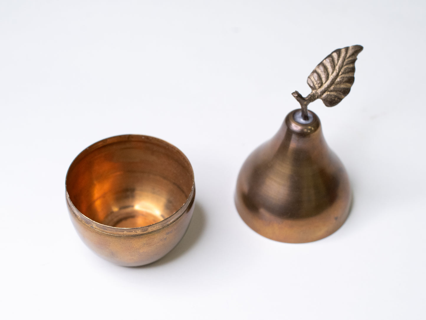 Vintage Mid-Century Brass Pear Box