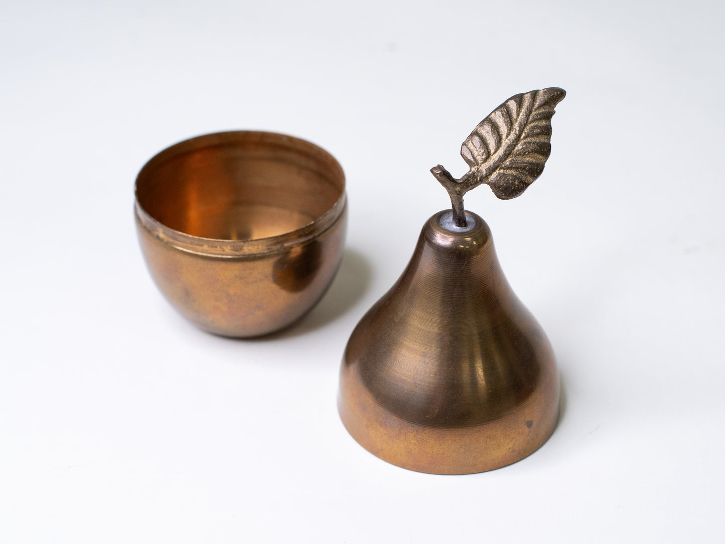 Vintage Mid-Century Brass Pear Box