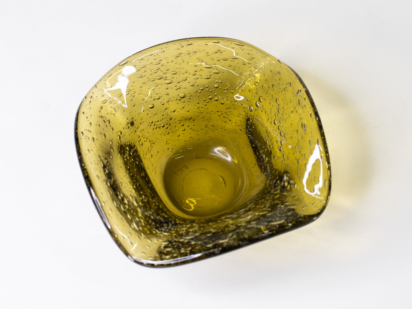 Amber Bubble Glass Bowl by La Verrerie de Biot - France, 1970s