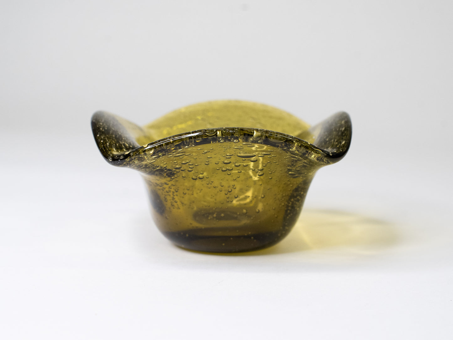 Amber Bubble Glass Bowl by La Verrerie de Biot - France, 1970s