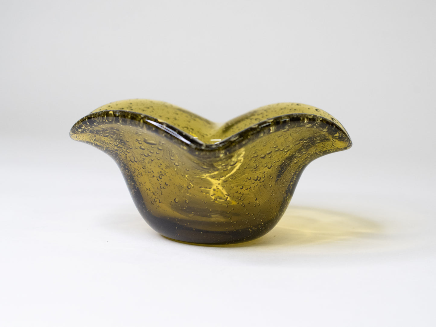 Amber Bubble Glass Bowl by La Verrerie de Biot - France, 1970s