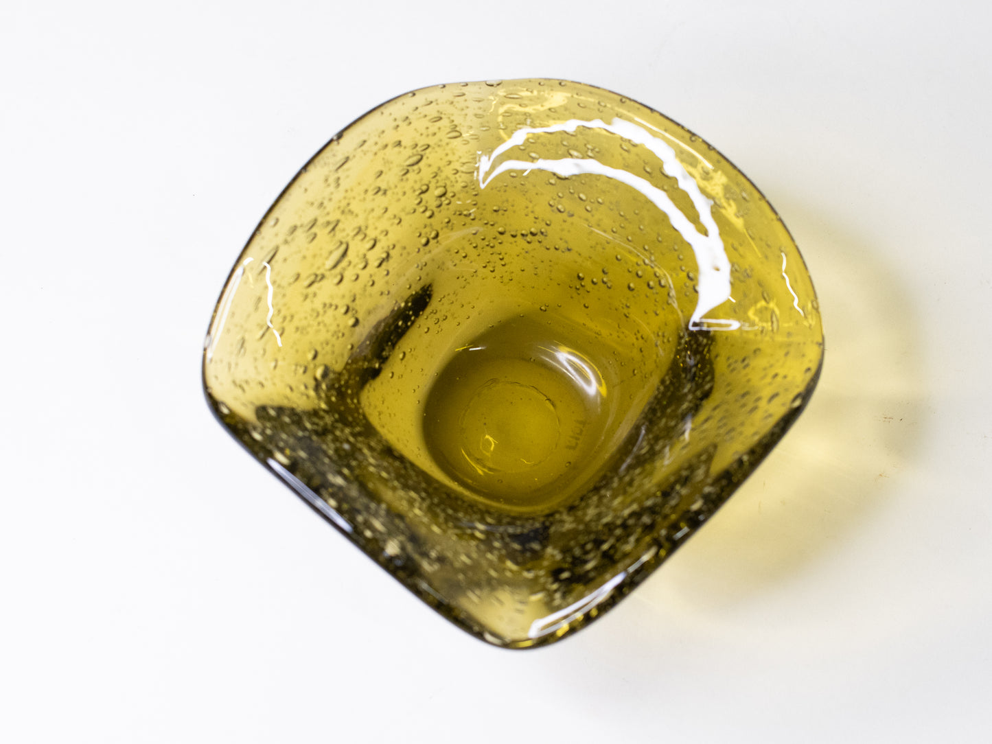 Amber Bubble Glass Bowl by La Verrerie de Biot - France, 1970s