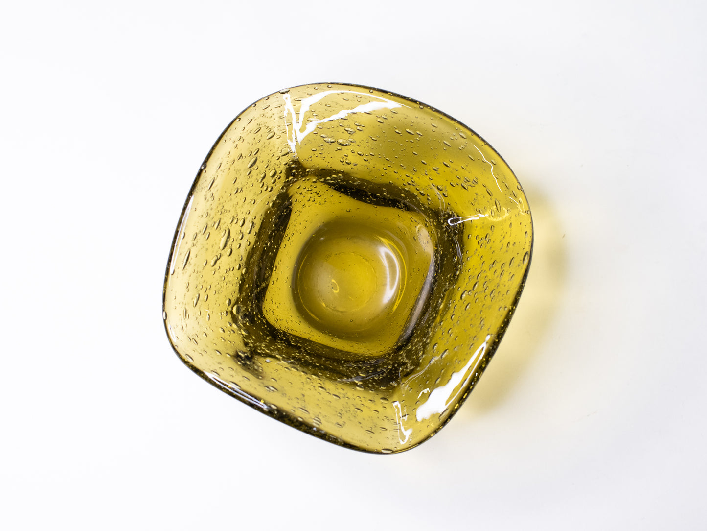 Amber Bubble Glass Bowl by La Verrerie de Biot - France, 1970s