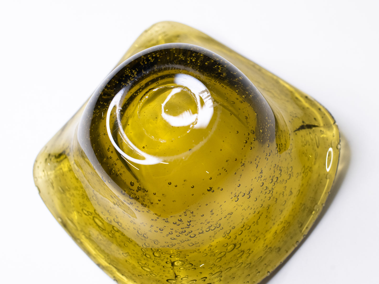 Amber Bubble Glass Bowl by La Verrerie de Biot - France, 1970s