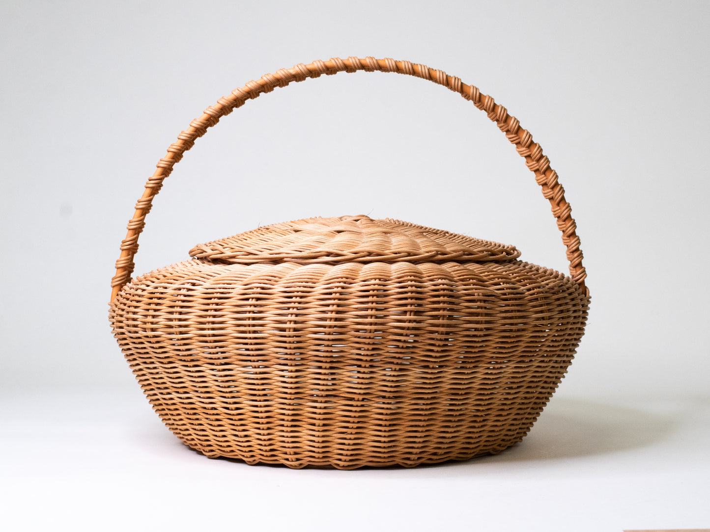 Large Woven Basket with Lid - Finland, Mid-Century