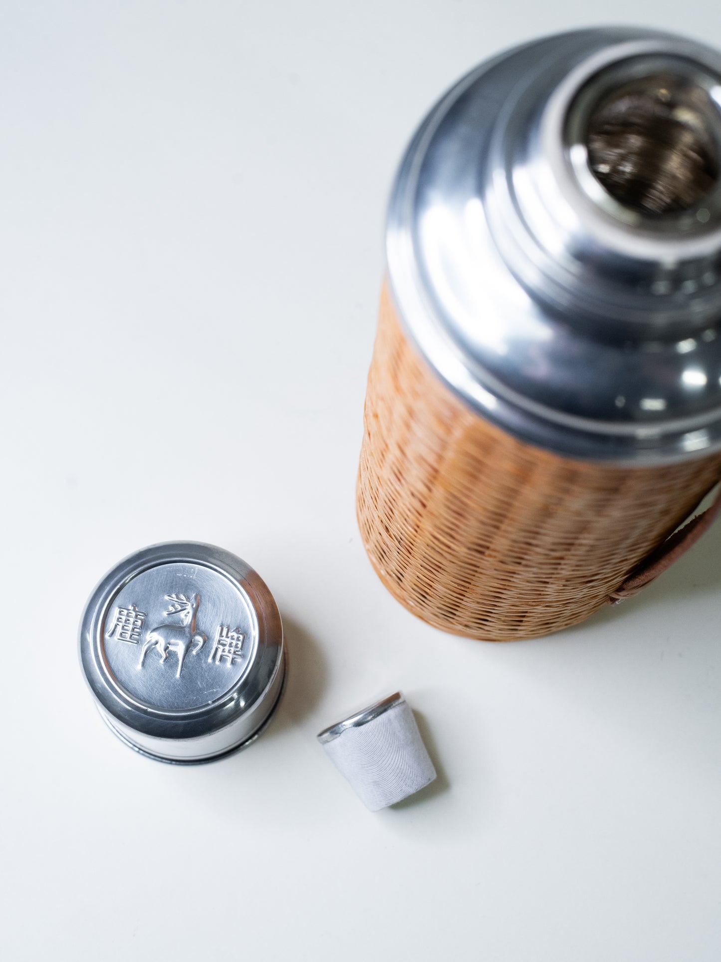 Vintage Wicker-Wrapped Thermos - Deer Brand, 1970s