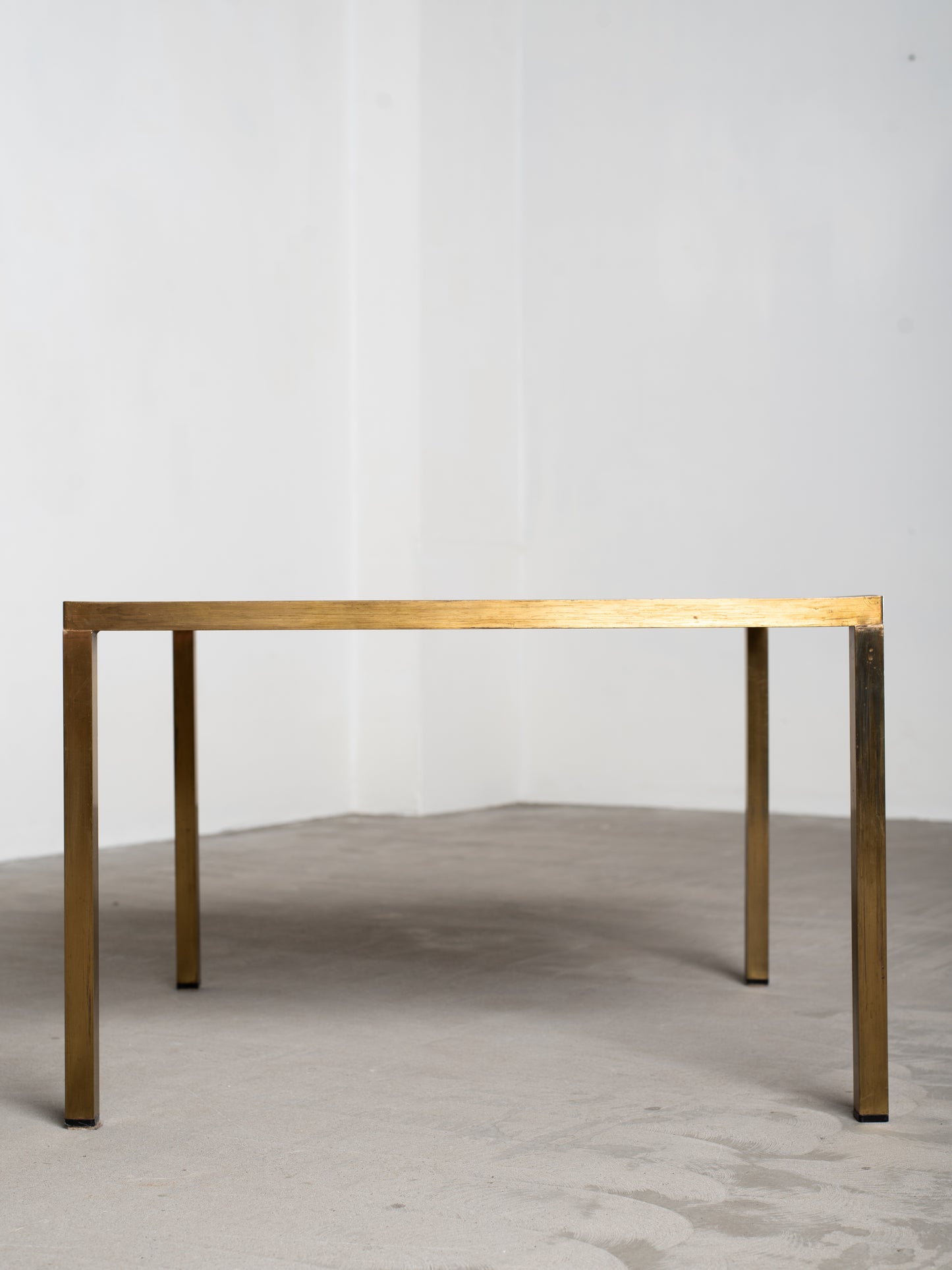 Square Brass & Black Glass Coffee Table - 1970s European Modernism