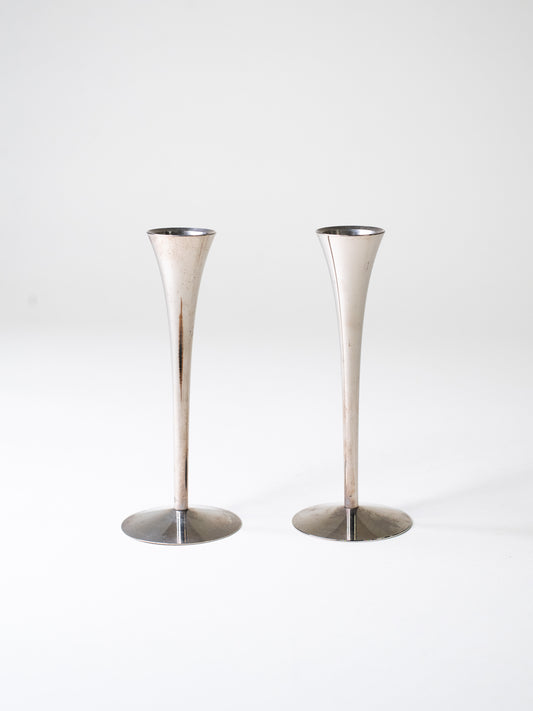 Pair of Chrome Candle Holders by Arthur Salm - Germany, 1960s