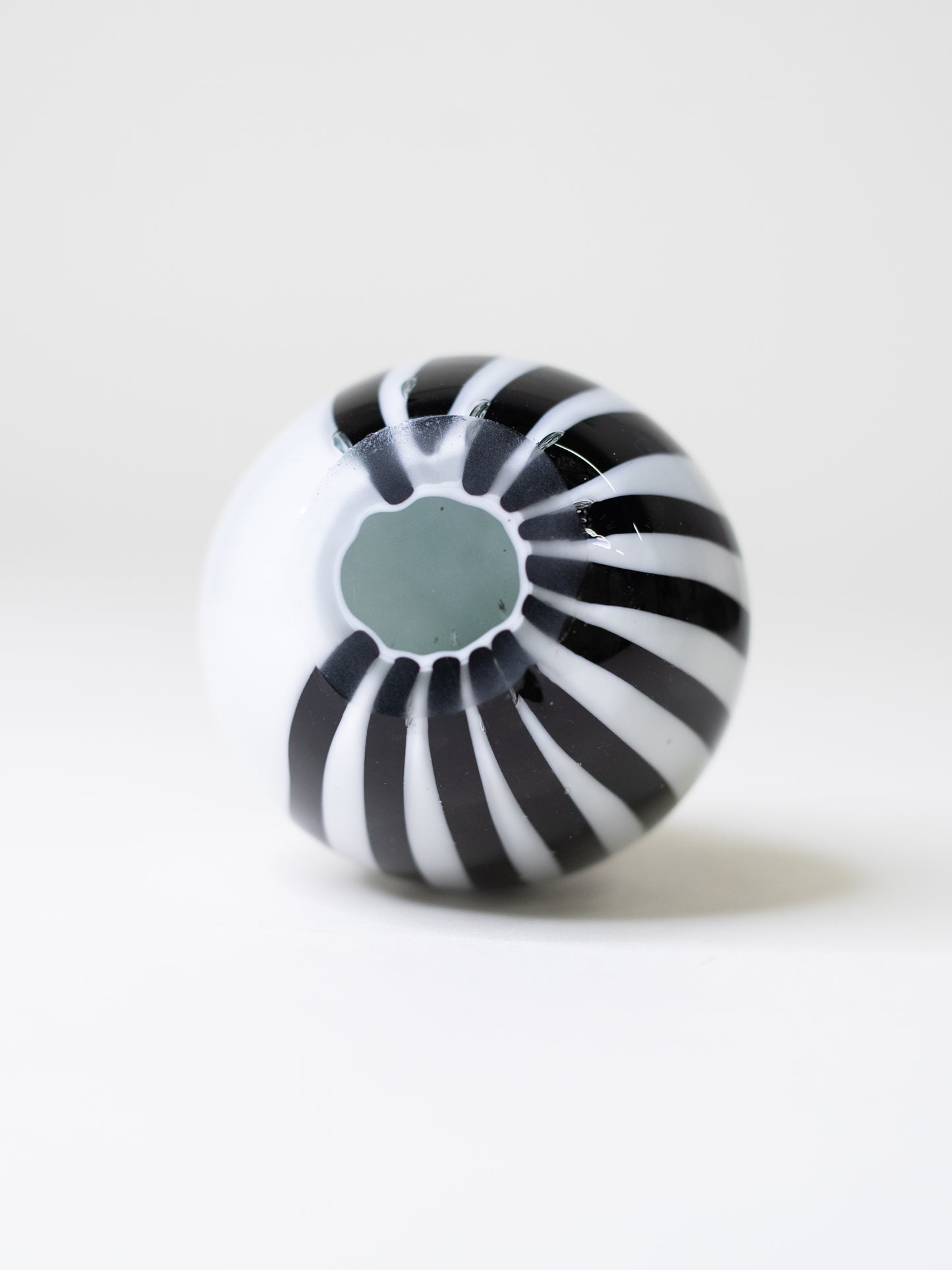 Solid Glass Penguin Sculpture - Black & White Striped