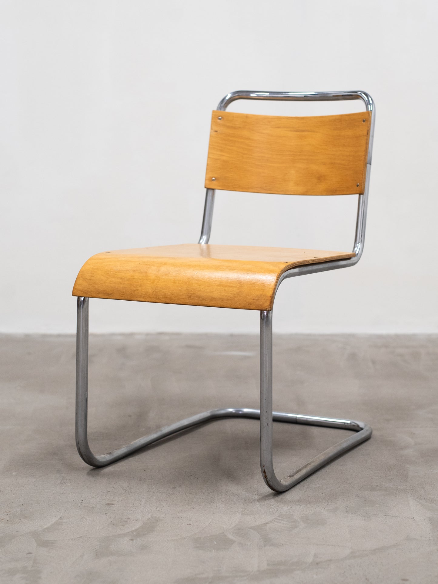 Modernist Chrome & Birch-Veneer Chair by Werner West - Finland, 1930