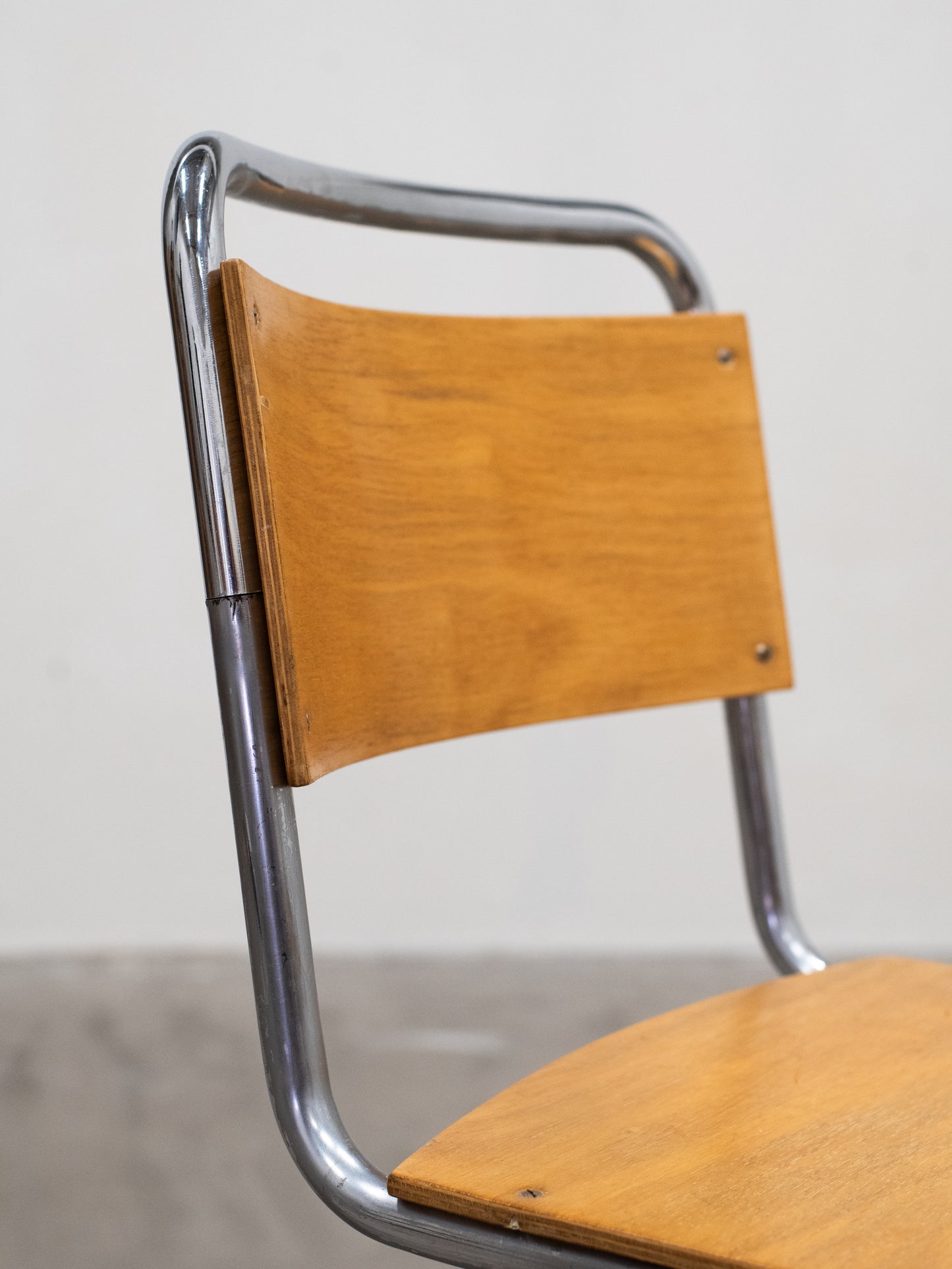 Modernist Chrome & Birch-Veneer Chair by Werner West - Finland, 1930