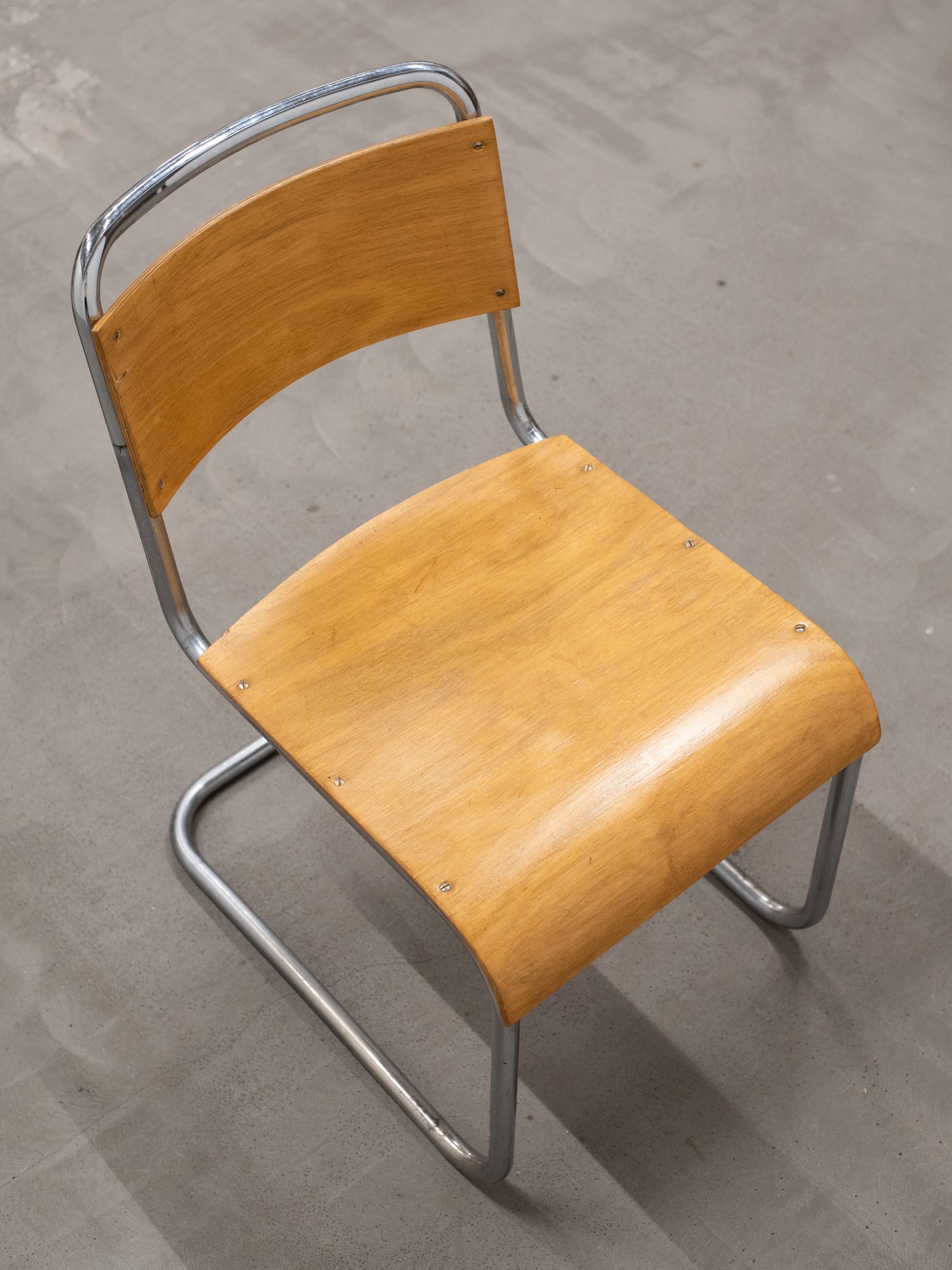 Modernist Chrome & Birch-Veneer Chair by Werner West - Finland, 1930