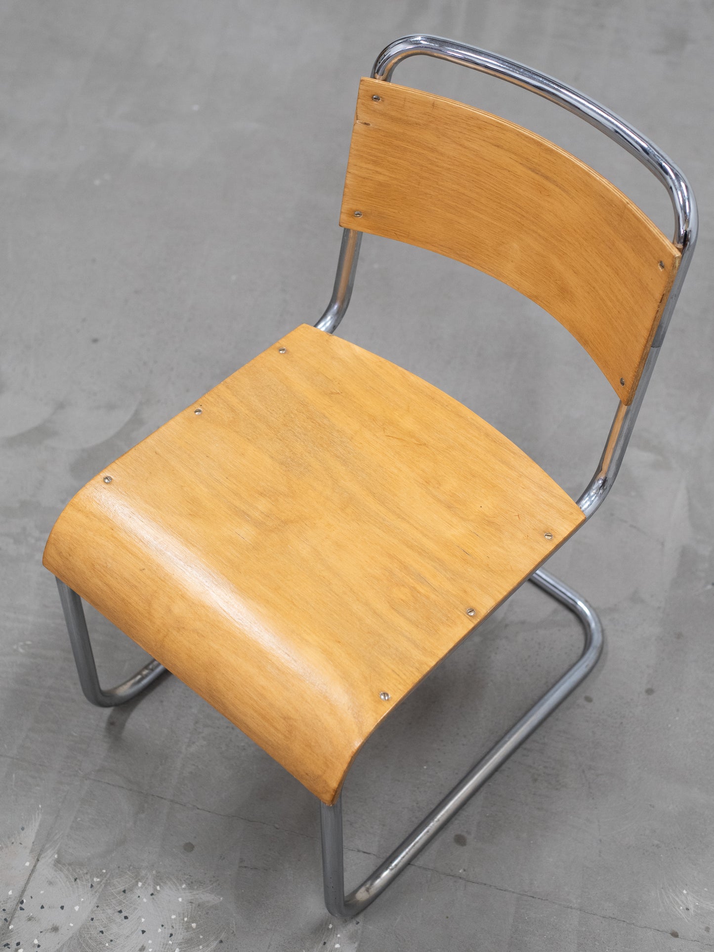 Modernist Chrome & Birch-Veneer Chair by Werner West - Finland, 1930