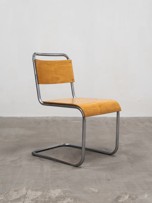 Modernist Chrome & Birch-Veneer Chair by Werner West - Finland, 1930