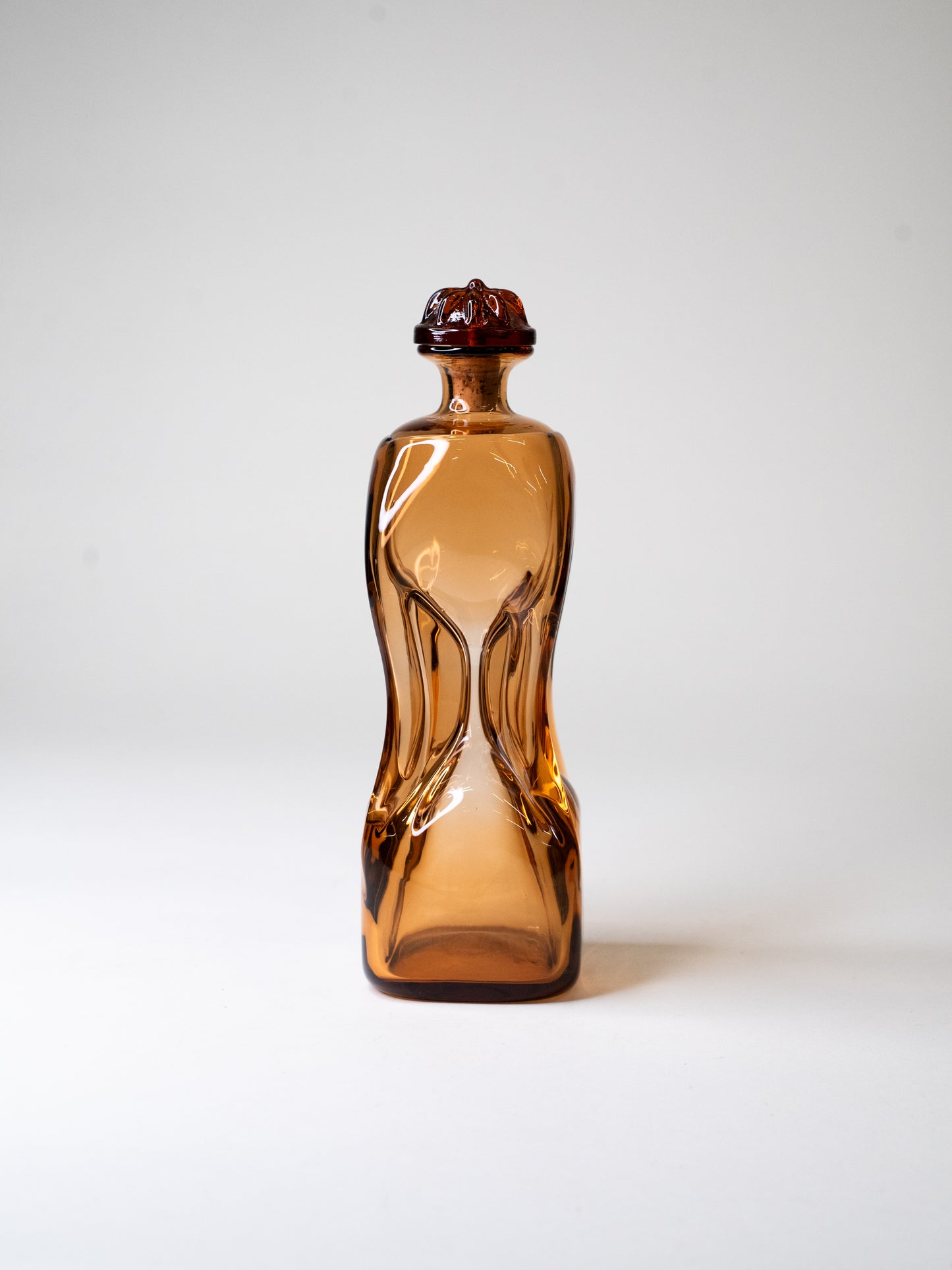 Vintage Amber Pinched Decanter by Randsfjord Glassverk - Norway, 1960s