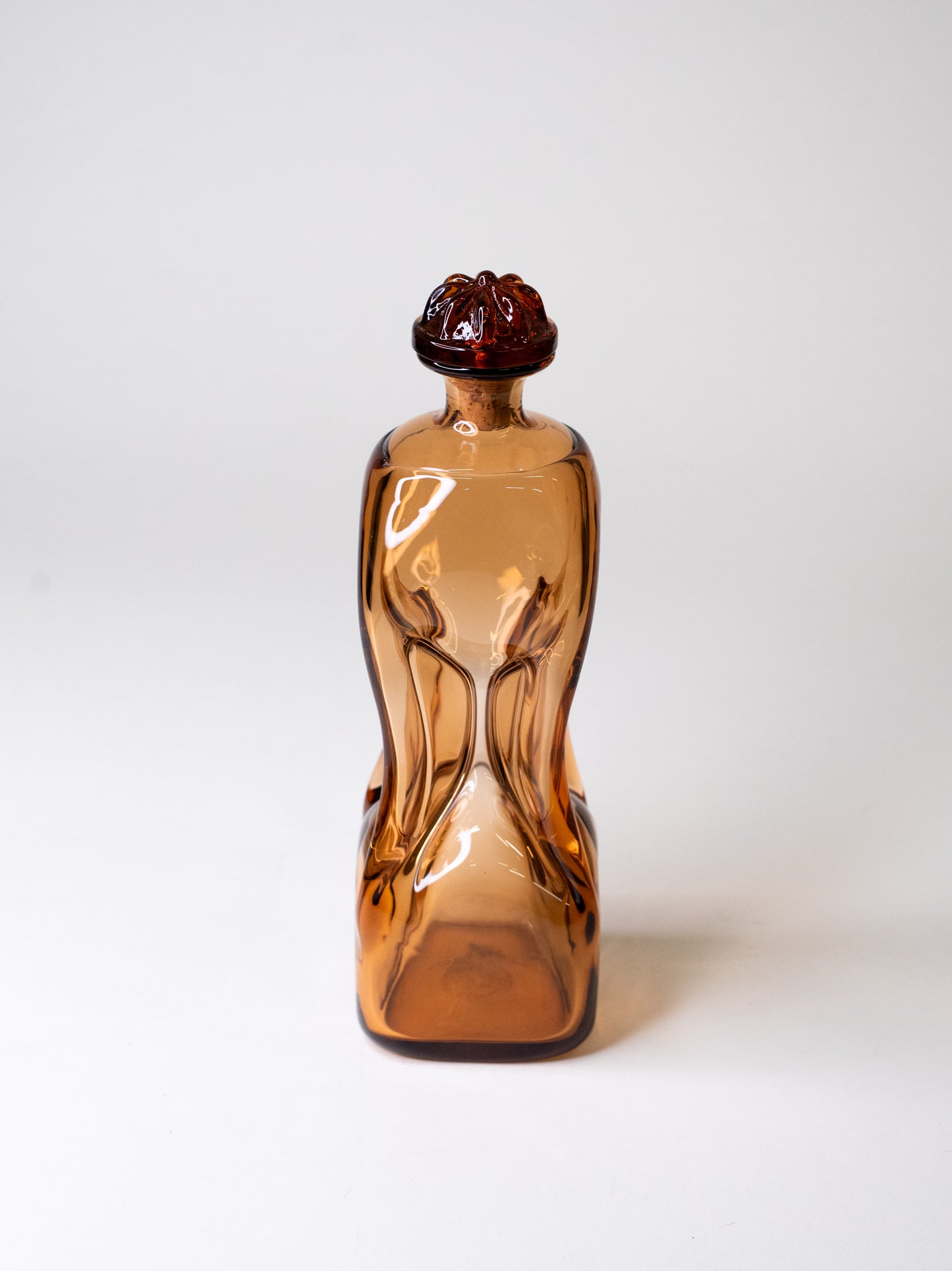 Vintage Amber Pinched Decanter by Randsfjord Glassverk - Norway, 1960s