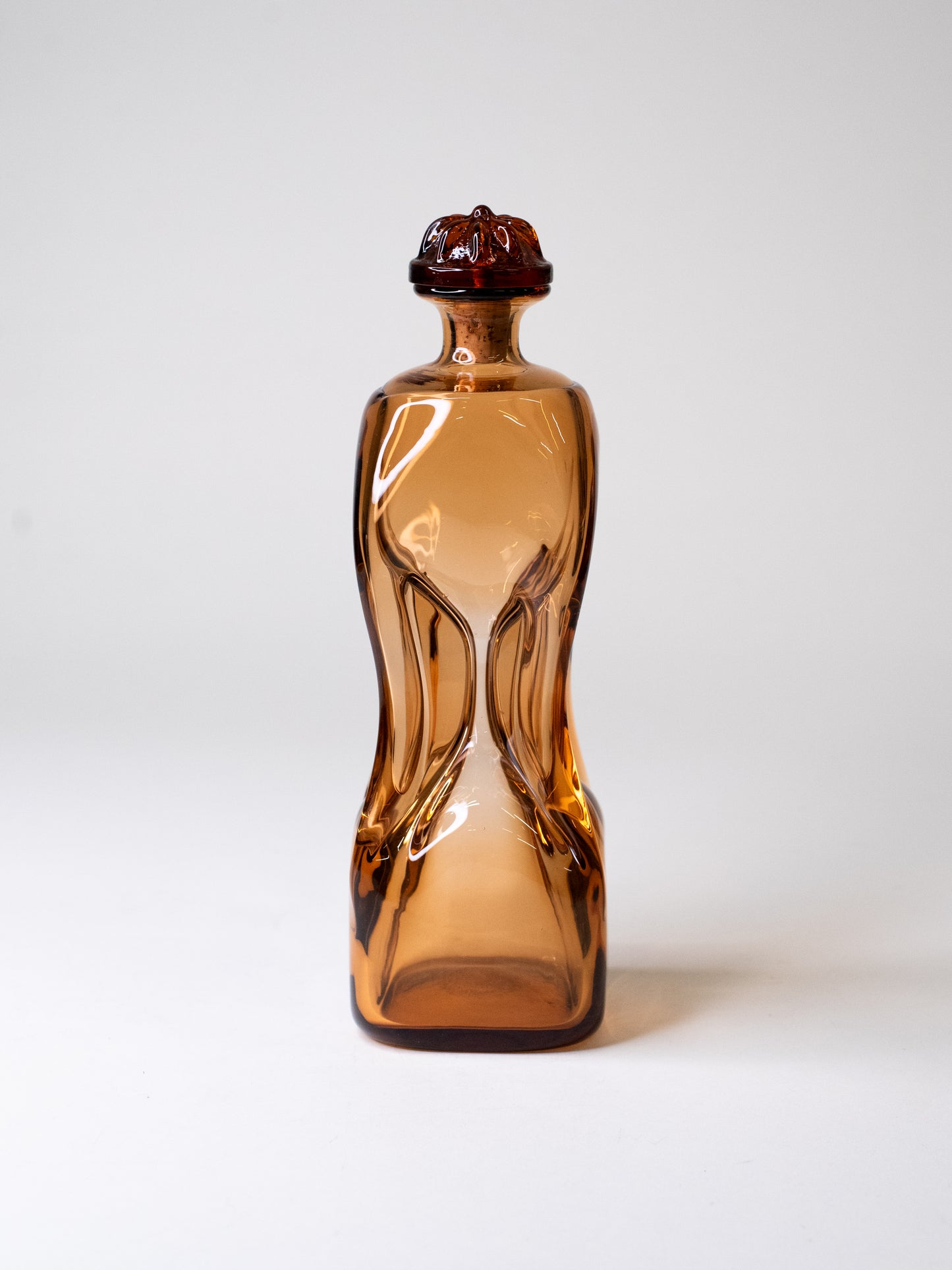 Vintage Amber Pinched Decanter by Randsfjord Glassverk - Norway, 1960s