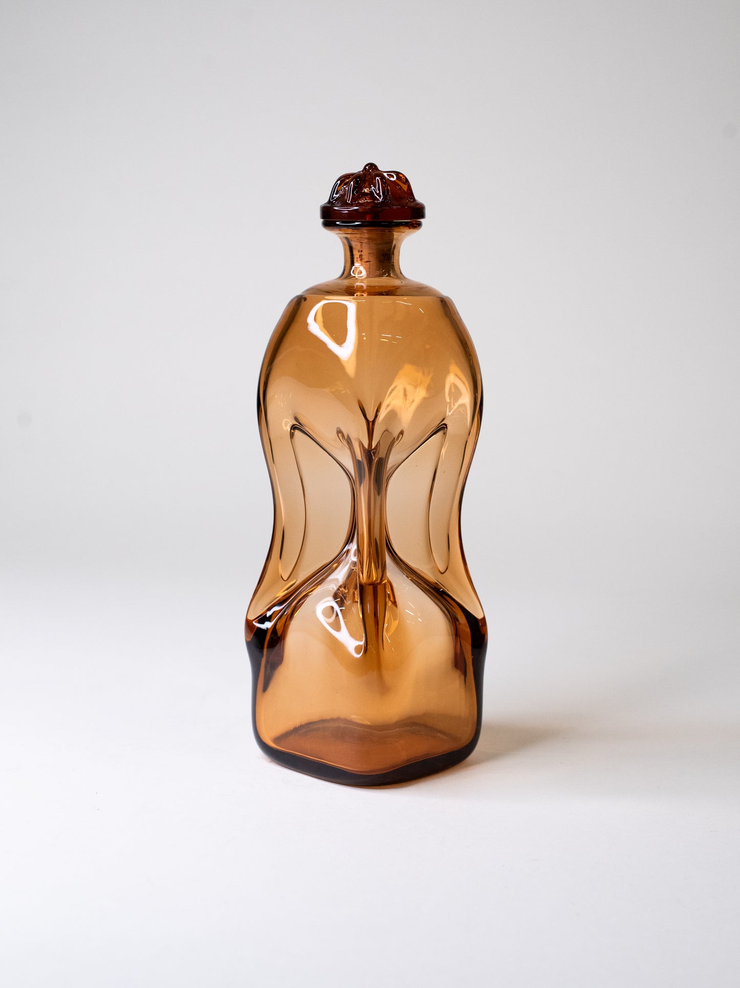 Vintage Amber Pinched Decanter by Randsfjord Glassverk - Norway, 1960s