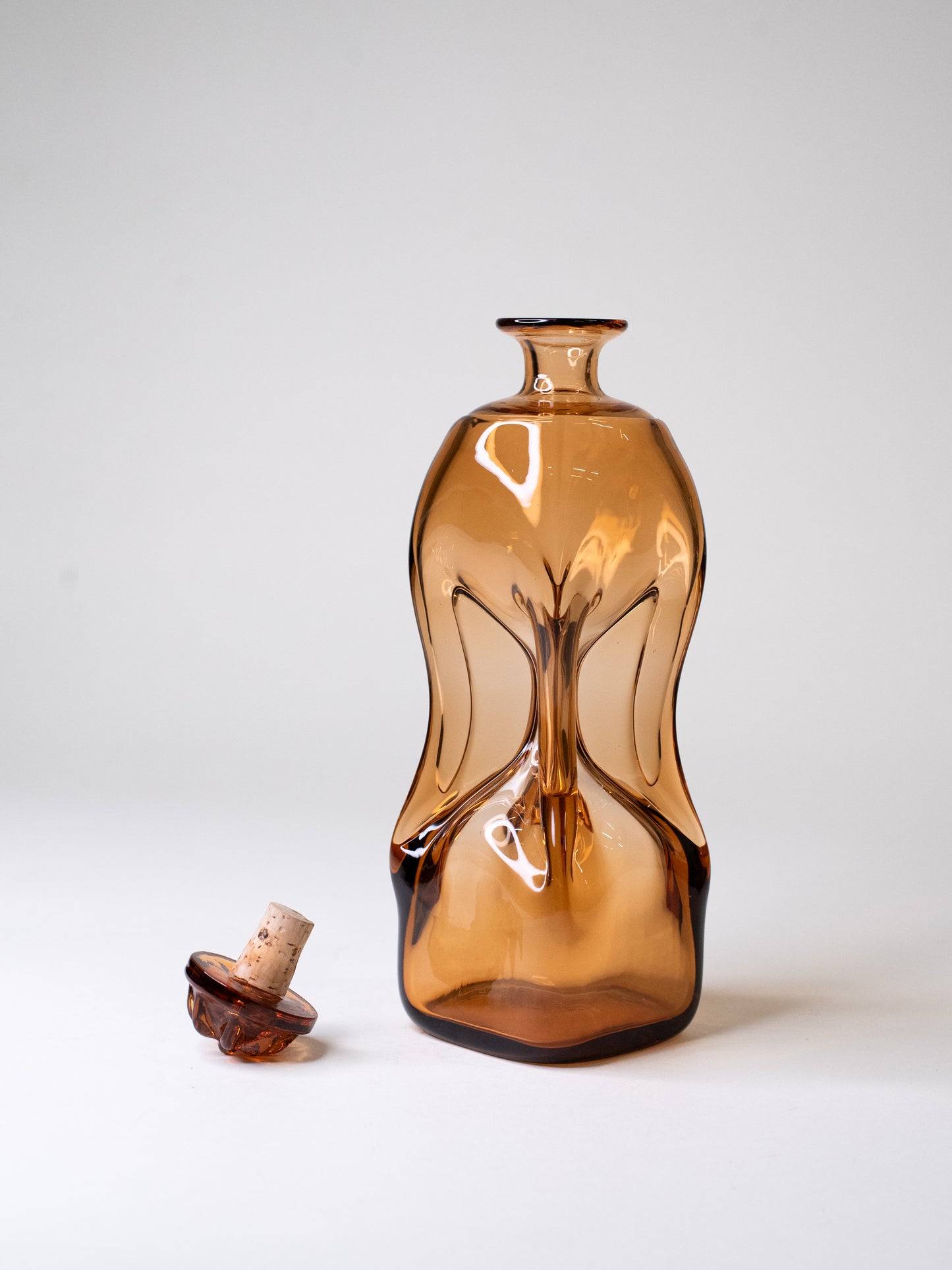 Vintage Amber Pinched Decanter by Randsfjord Glassverk - Norway, 1960s