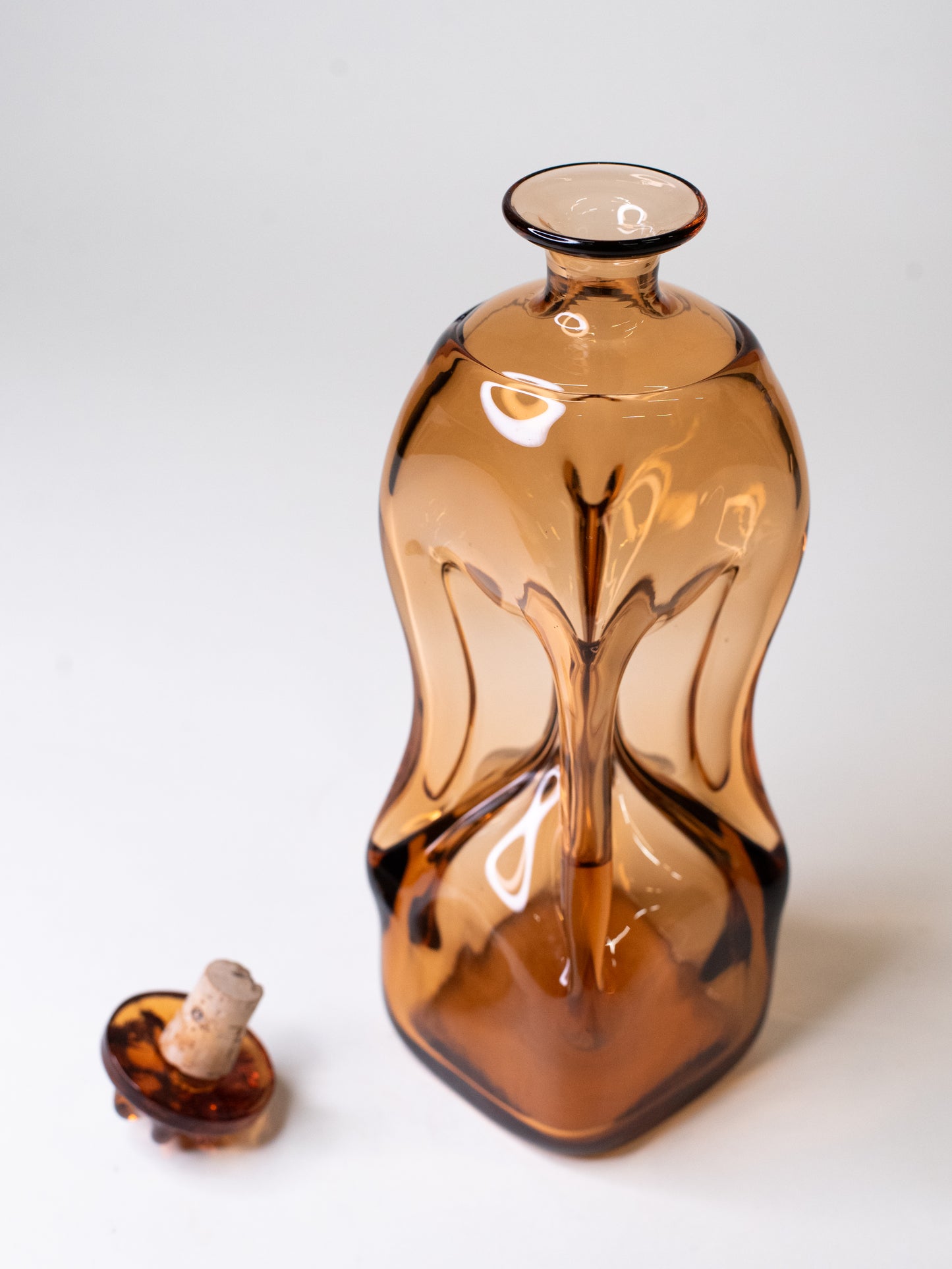Vintage Amber Pinched Decanter by Randsfjord Glassverk - Norway, 1960s