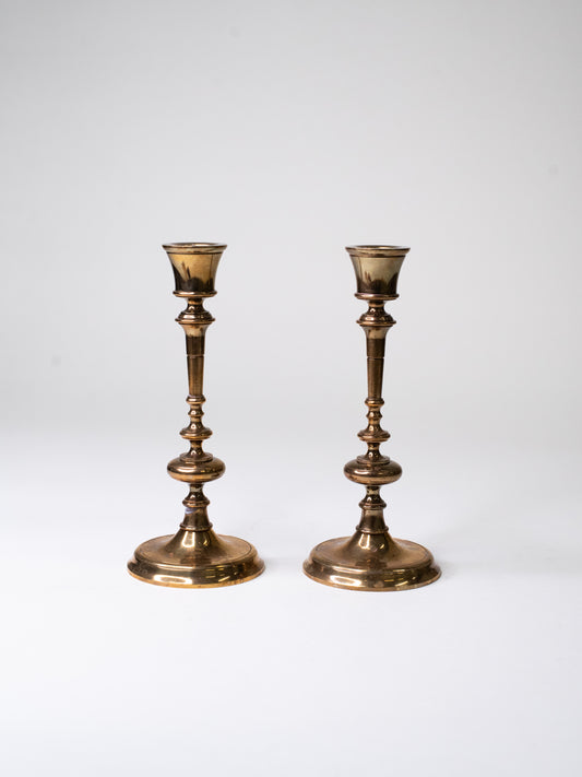 Pair of Mid-Century Brass Candle Holders by Pierre Forsell for Skultuna, Sweden
