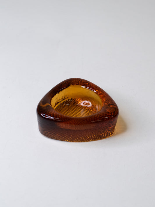 Vintage Amber Glass Ashtray - Sweden, 1960s