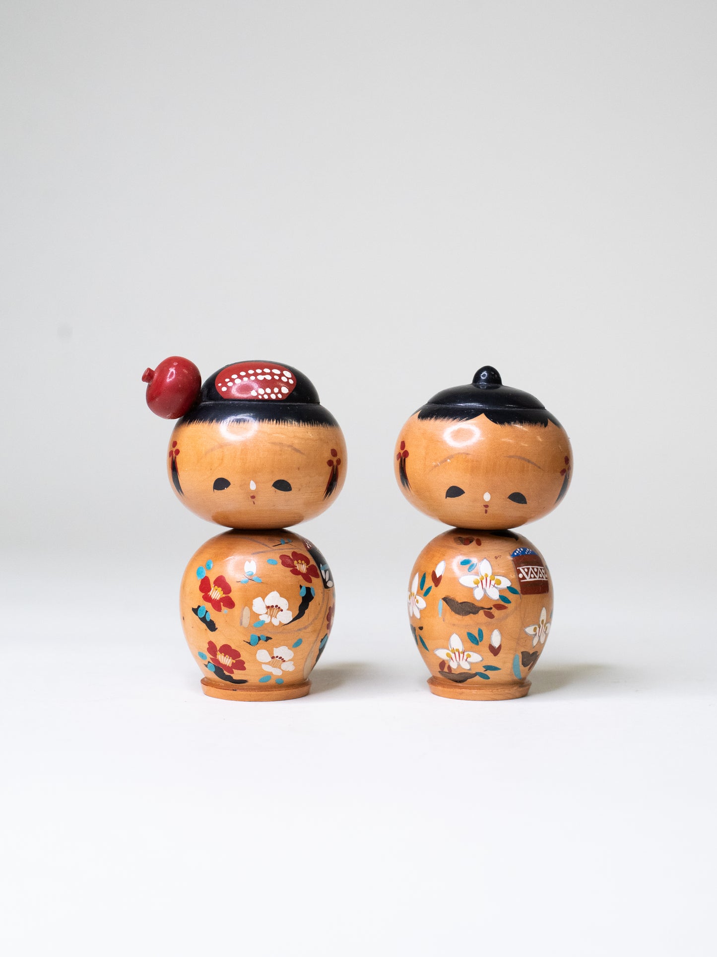 Pair of Vintage Bobblehead Kokeshi Dolls - Japan, 1960s